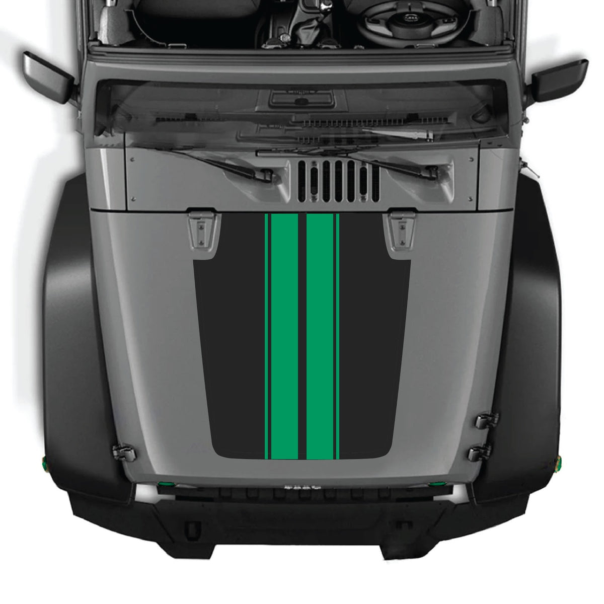 CarCode hood decal for Jeep Wrangler JK/JKU 2007-2018, style #43, black and white graphic design on vehicle hood