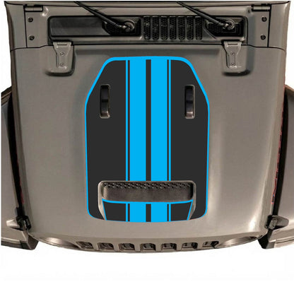 Jeep Wrangler JL/JLU Rubicon 392 and JT Gladiator Mojave hood decal by CarCode, style #11, black and white design on vehicle hood