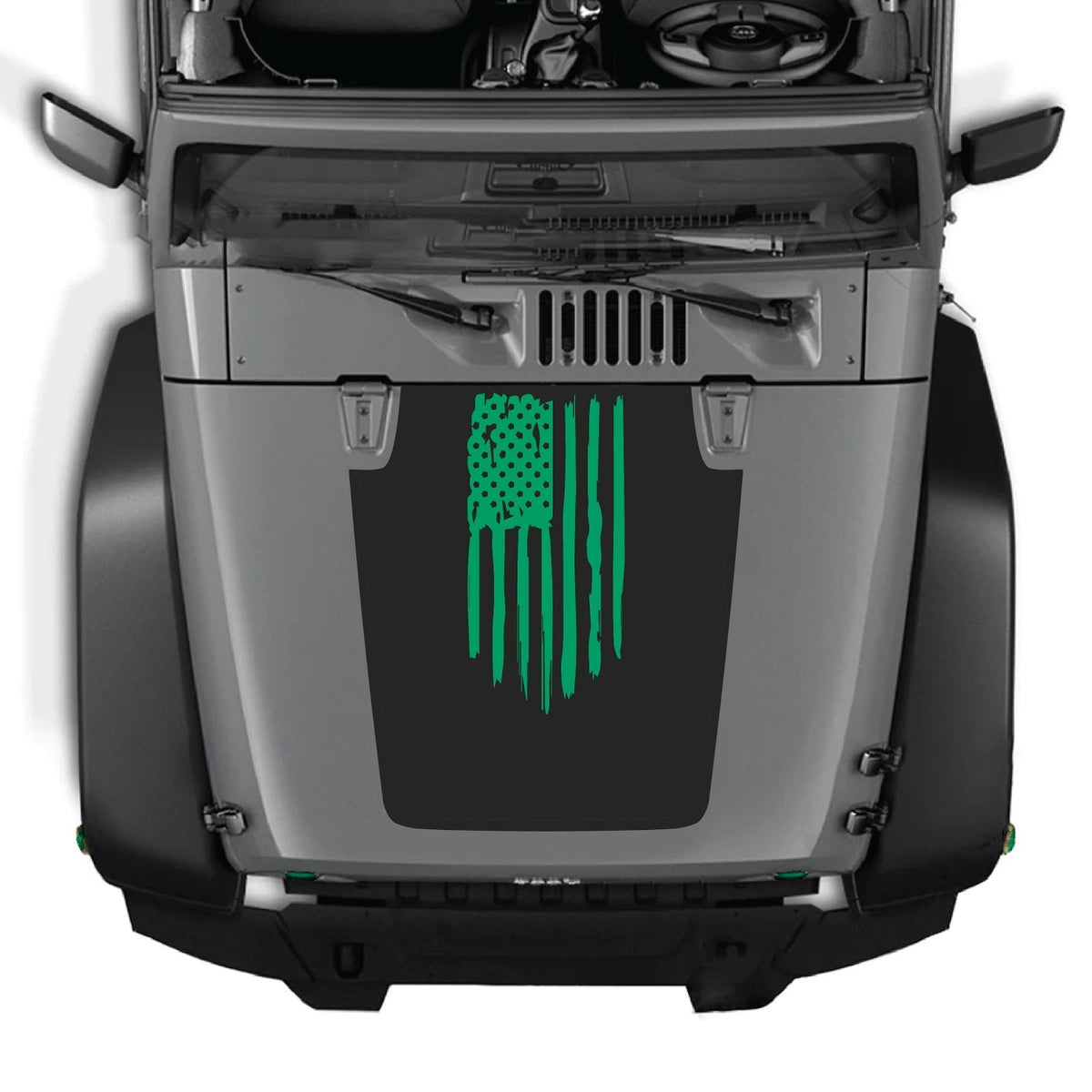 CarCode Jeep Wrangler JK/JKU hood decal style #03, black graphic sticker for 2007-2018 off-road vehicle customization