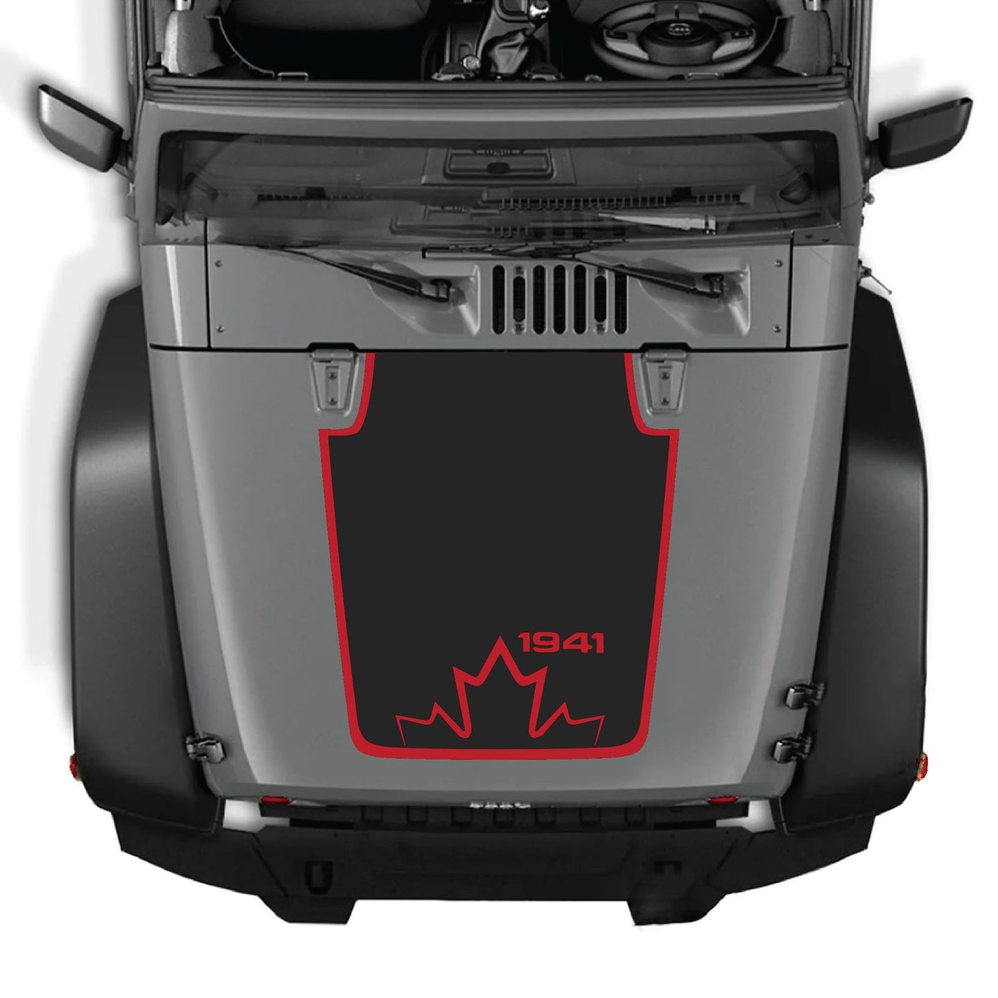 CarCode hood decal for Jeep Wrangler JK/JKU 2007-2018, Style #20, featuring bold graphic design on the vehicle's hood.