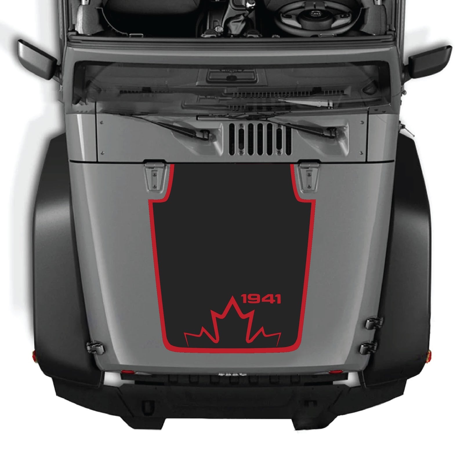 CarCode hood decal for Jeep Wrangler JK/JKU 2007-2018, Style #20, featuring bold graphic design on the vehicle's hood.