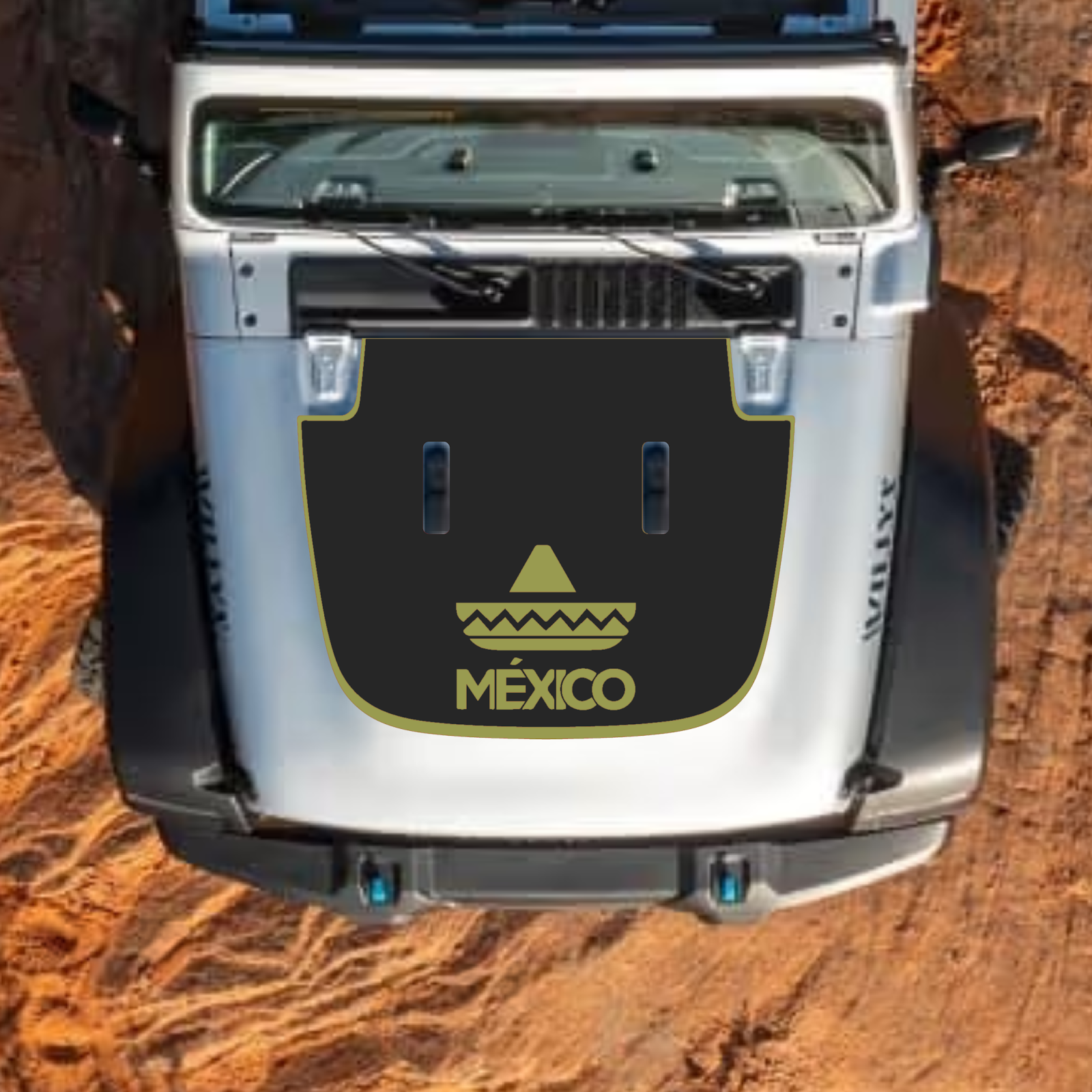 CarCode Jeep Wrangler JL and Gladiator JT hood decal, stylish #40 design on standard hood for 2018+ models.