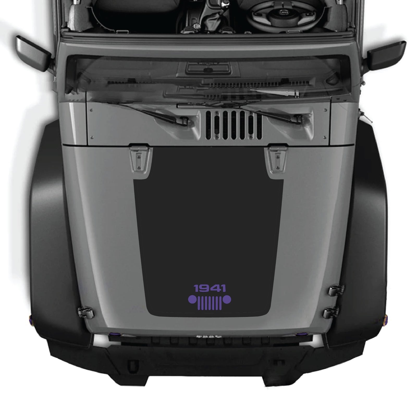 Jeep Wrangler JK/JKU hood decal by CarCode, Style #53, black and white graphic design on vehicle's hood.