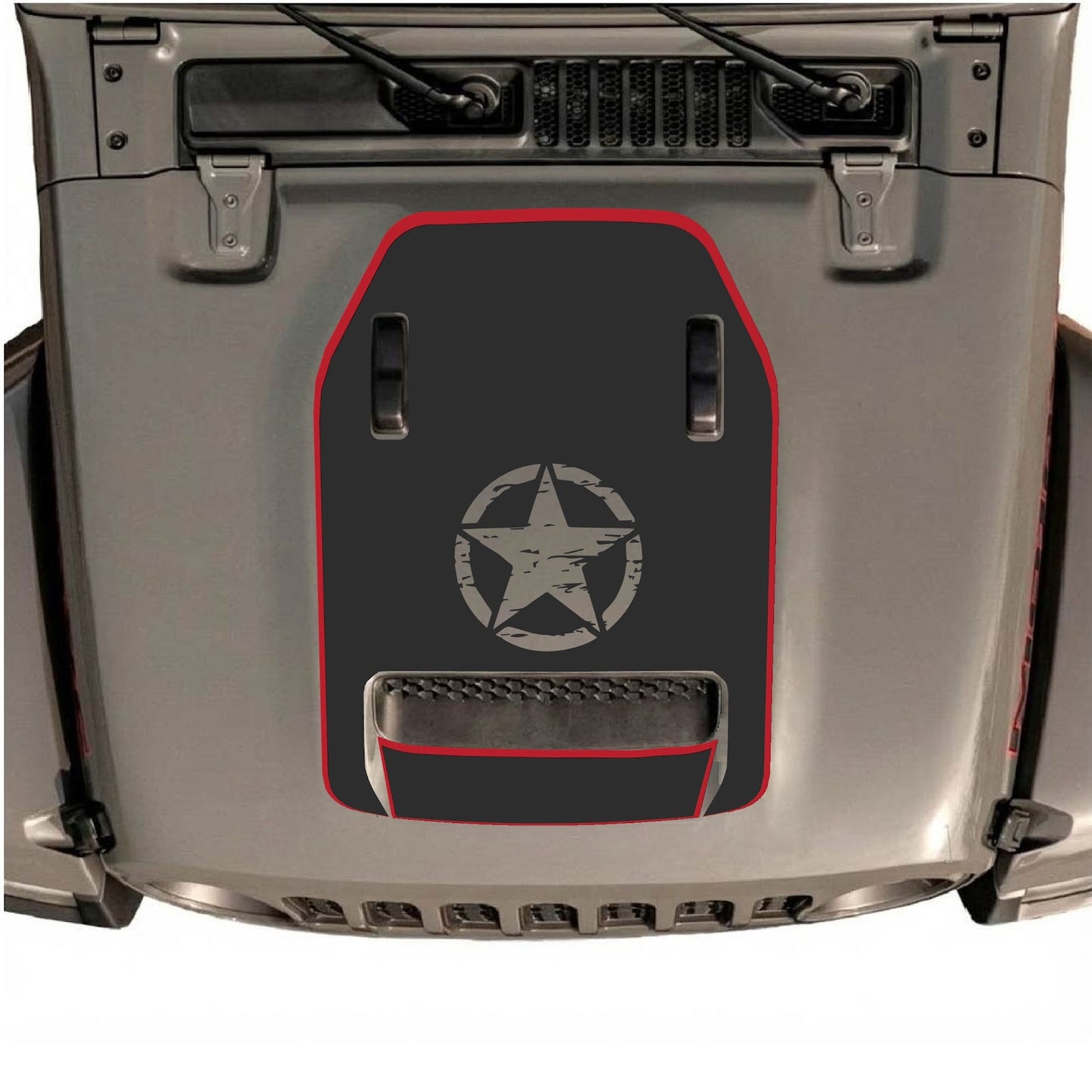 CarCode hood decal for Jeep Wrangler JL/JLU Rubicon 392 and JT Gladiator Mojave 2020-2026, style #91, shown on vehicle hood