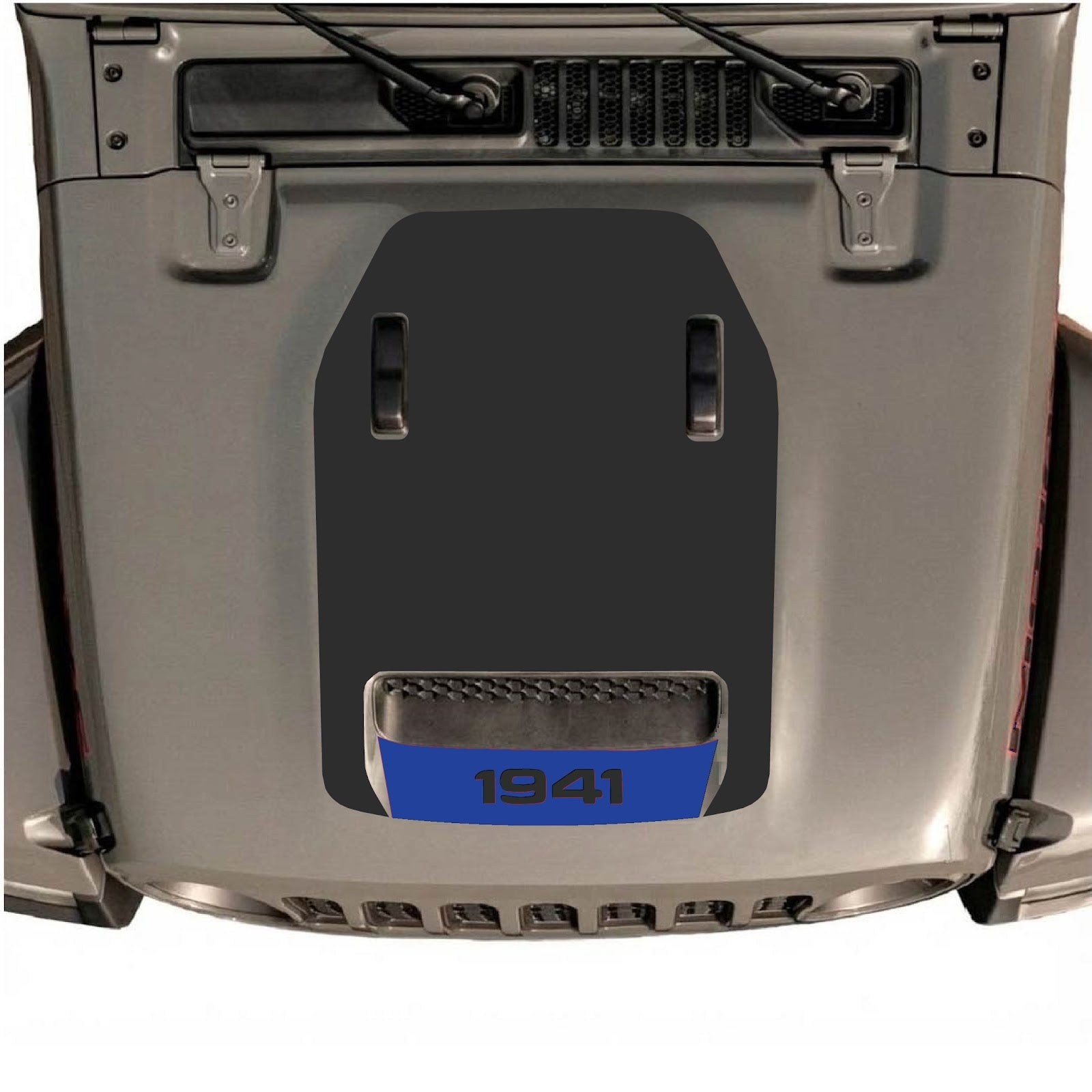 Jeep Wrangler JL/JLU Rubicon 392 and Gladiator Mojave hood decal by CarCode, style #64, featuring bold graphic design on vehicle hood.