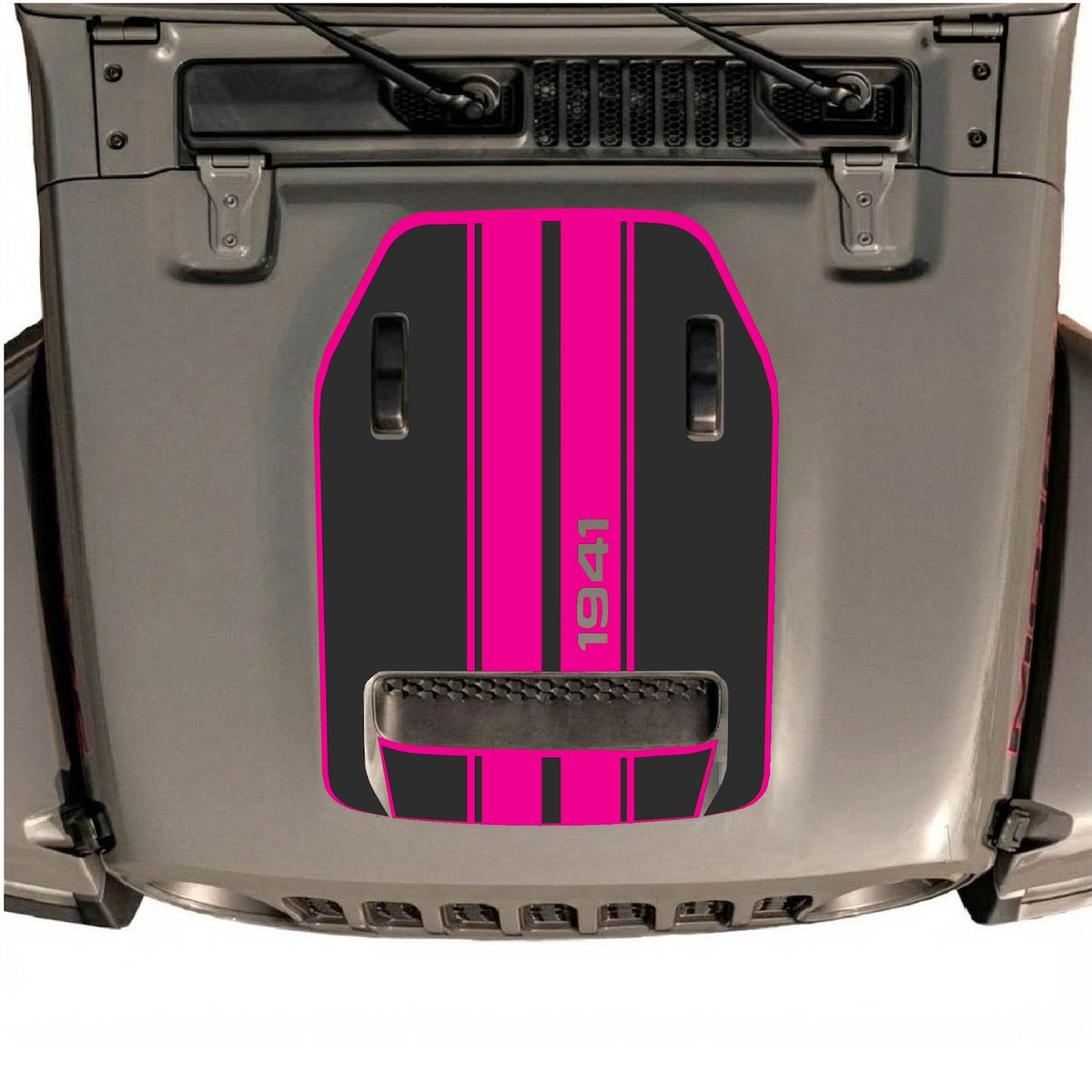 CarCode hood decal for Jeep Wrangler JL/JLU Rubicon 392 and JT Gladiator Mojave 2020-2026, style #71, shown on vehicle hood.