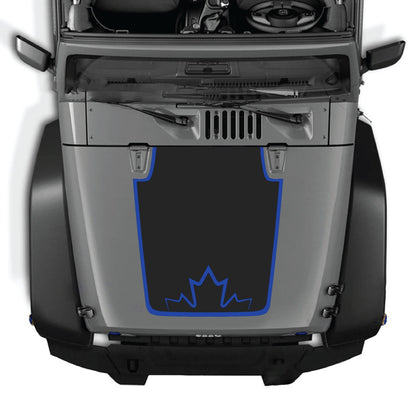CarCode hood decal for Jeep Wrangler JK/JKU 2007-2018, style #19, shown on gray vehicle front hood.