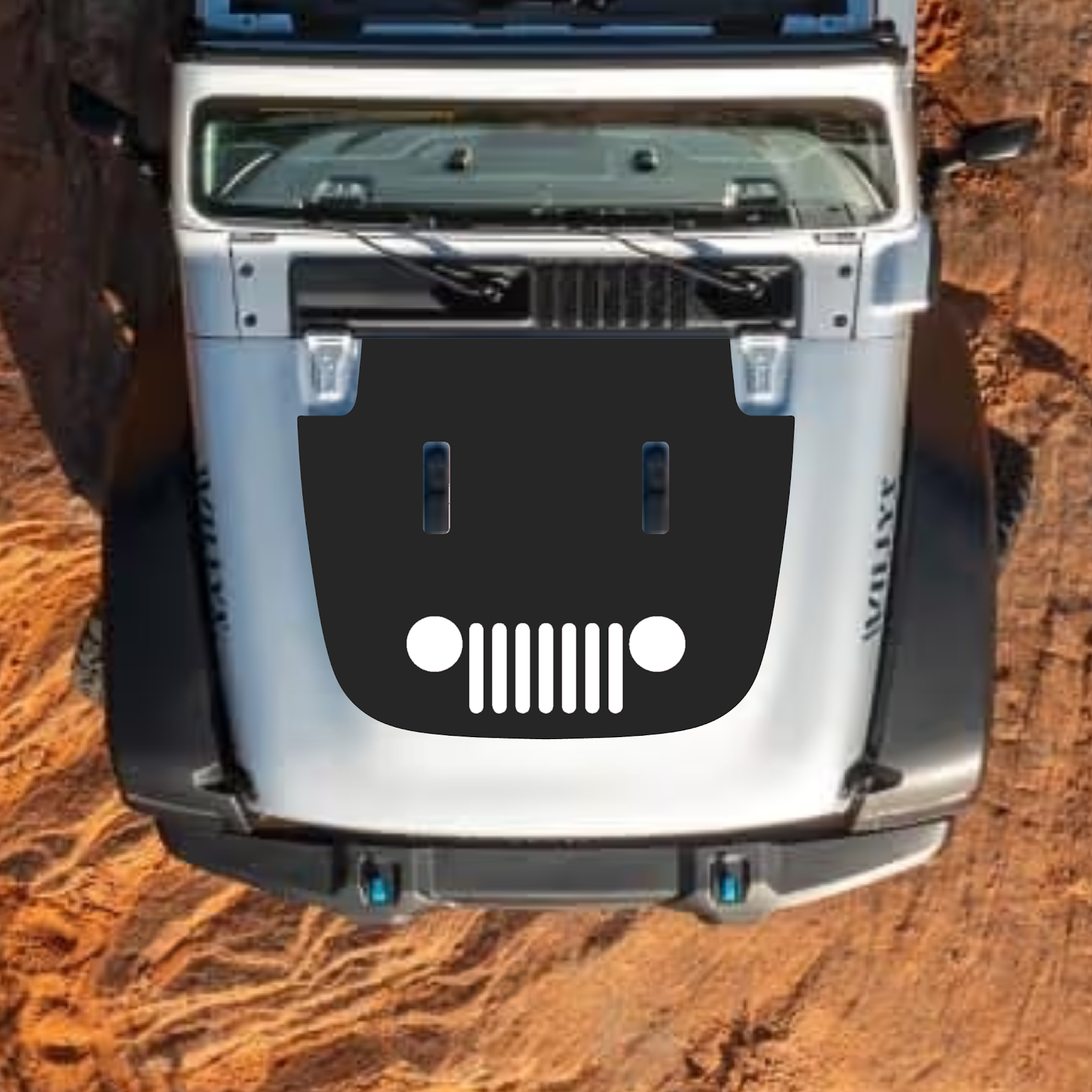 CarCode hood decal for Jeep Wrangler JL and Gladiator JT, stylish standard hood graphic for 2018+ models, #63 design.