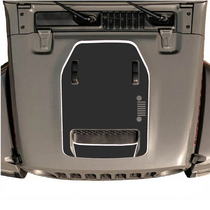 CarCode hood decal for Jeep Wrangler JL/JLU Rubicon 392 and JT Gladiator Mojave 2020-2026, stylish black graphic design on hood