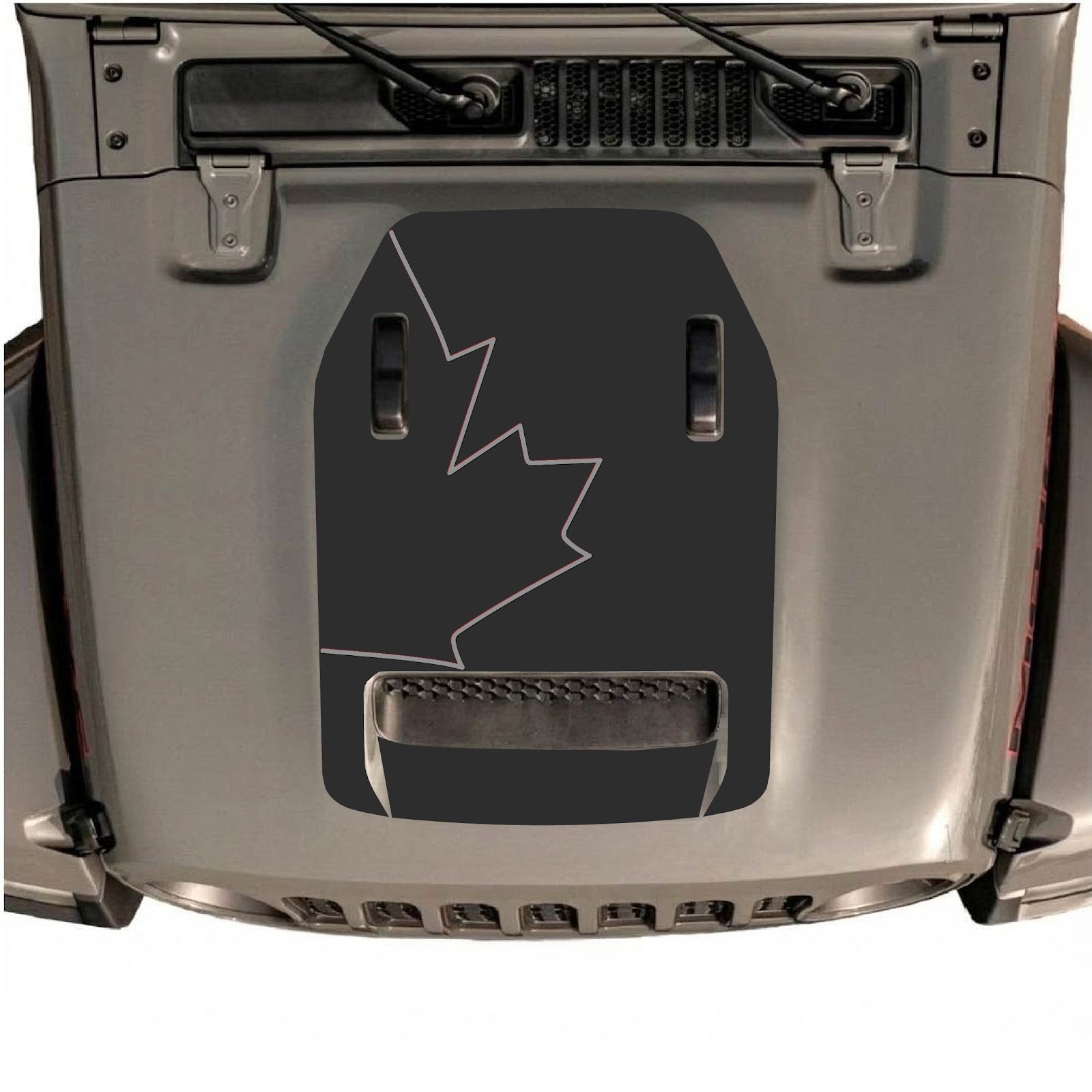 CarCode hood decal for Jeep Wrangler JL/JLU Rubicon 392 and JT Gladiator Mojave 2020-2026, style #28, shown on vehicle hood.