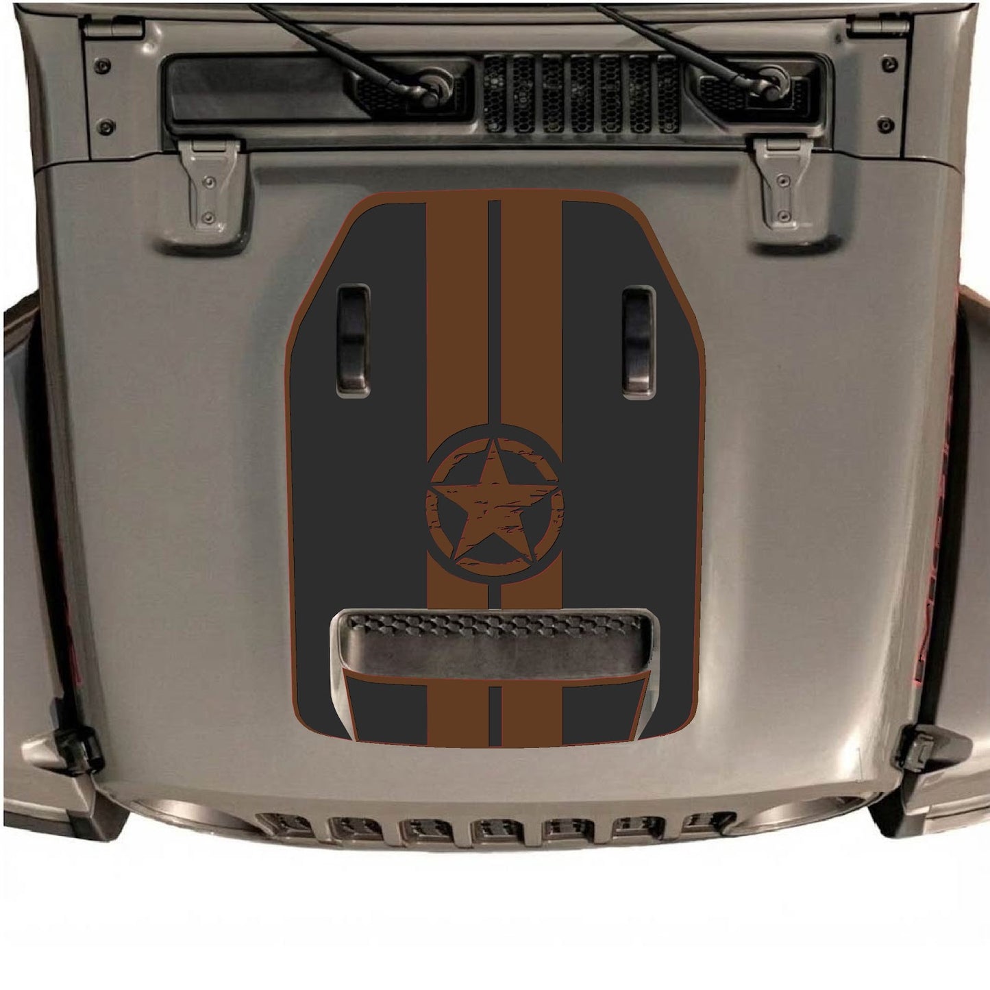 CarCode hood decal for Jeep Wrangler JL/JLU Rubicon 392 and JT Gladiator Mojave 2020-2026, style #09, shown on vehicle hood.