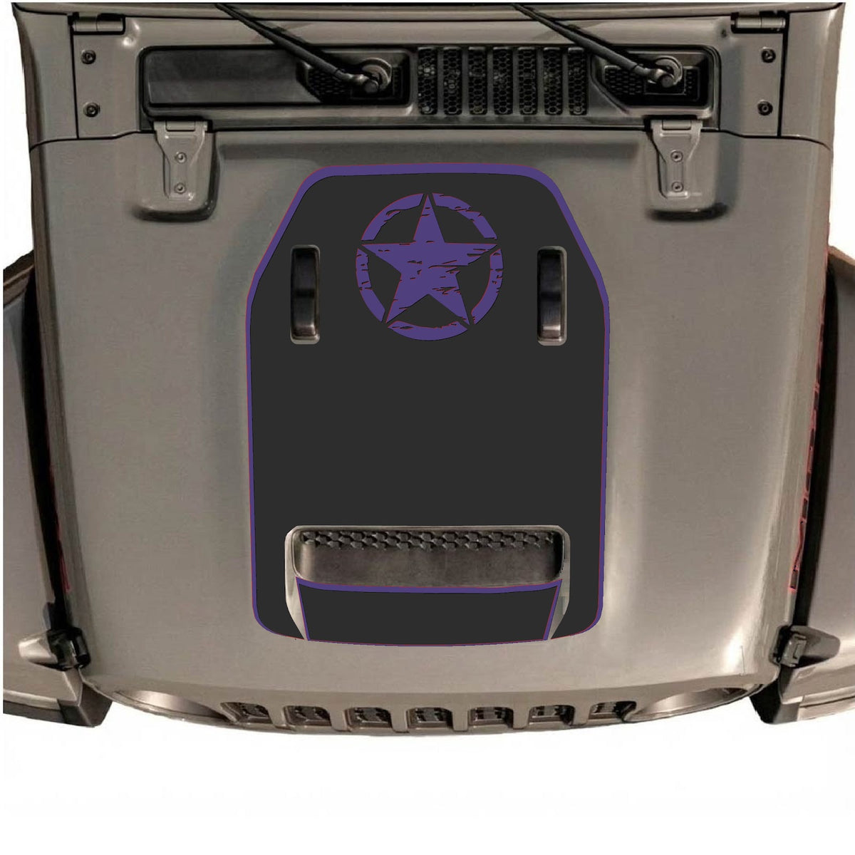 CarCode Jeep Wrangler JL/JLU Rubicon 392 hood decal style #41 on vehicle hood, designed for Jeep Gladiator Mojave 2020-2026.
