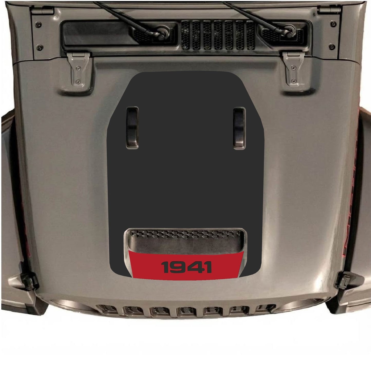 CarCode hood decal for Jeep Wrangler JL/JLU Rubicon 392 and JT Gladiator Mojave 2020-2026, style #64, shown on vehicle hood.