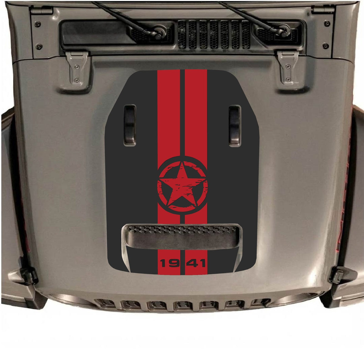 alt
Autocollant de capot CarCode pour Jeep Wrangler JL/JLU Rubicon 392 et JT Gladiator Mojave 2020-2026, style #06, affiché sur le capot du véhicule.