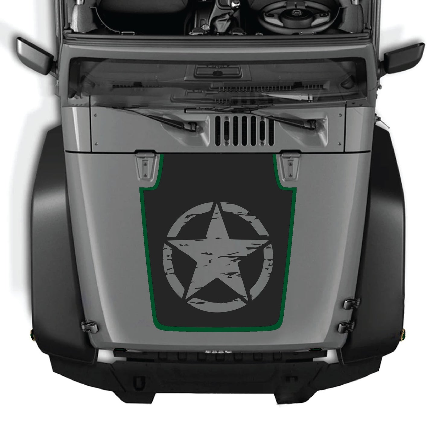 CarCode hood decal for Jeep Wrangler JK/JKU 2007-2018, style #78, shown on the vehicle's hood with bold design elements.
