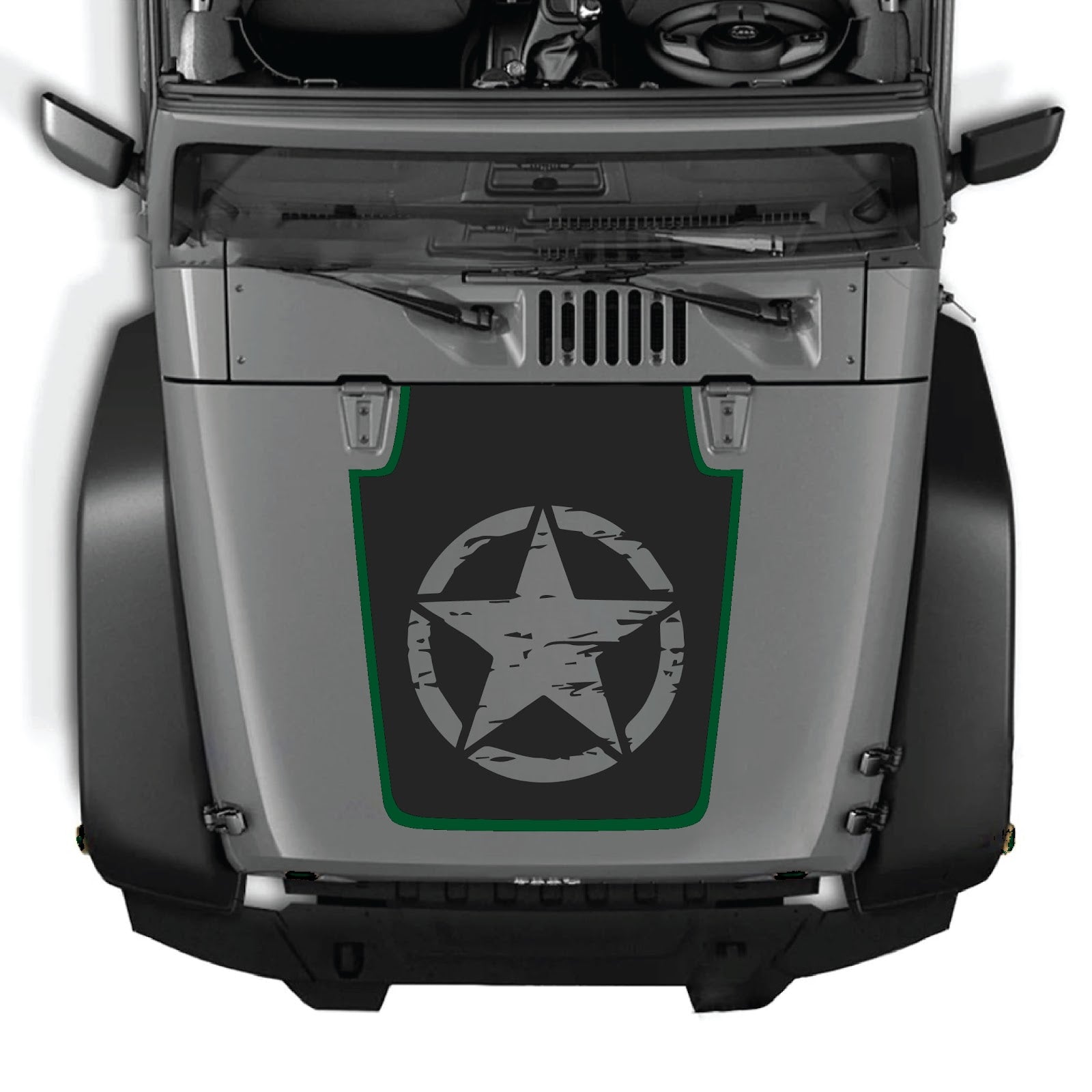 CarCode hood decal for Jeep Wrangler JK/JKU 2007-2018, style #78, shown on the vehicle's hood with bold design elements.