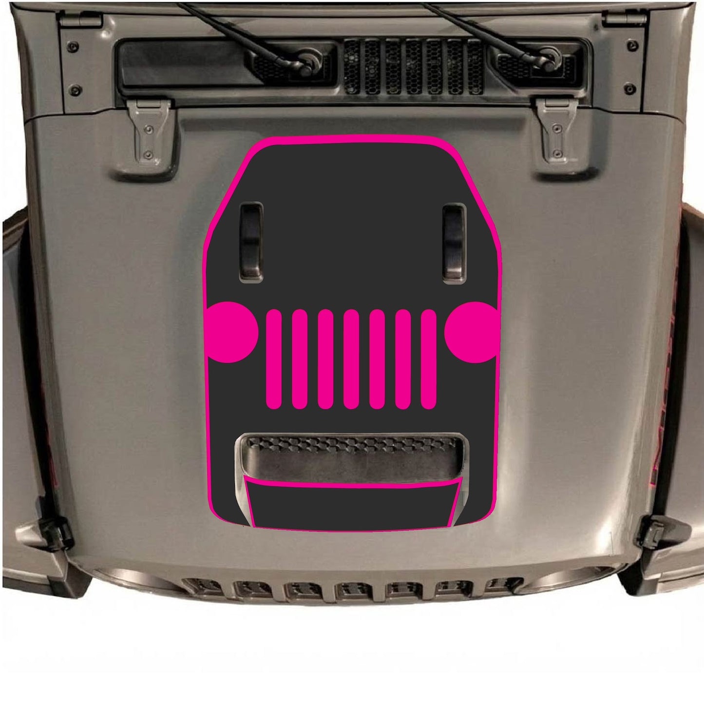 CarCode hood decal for Jeep Wrangler JL/JLU Rubicon 392 and JT Gladiator Mojave, style #03, shown on vehicle's hood.
