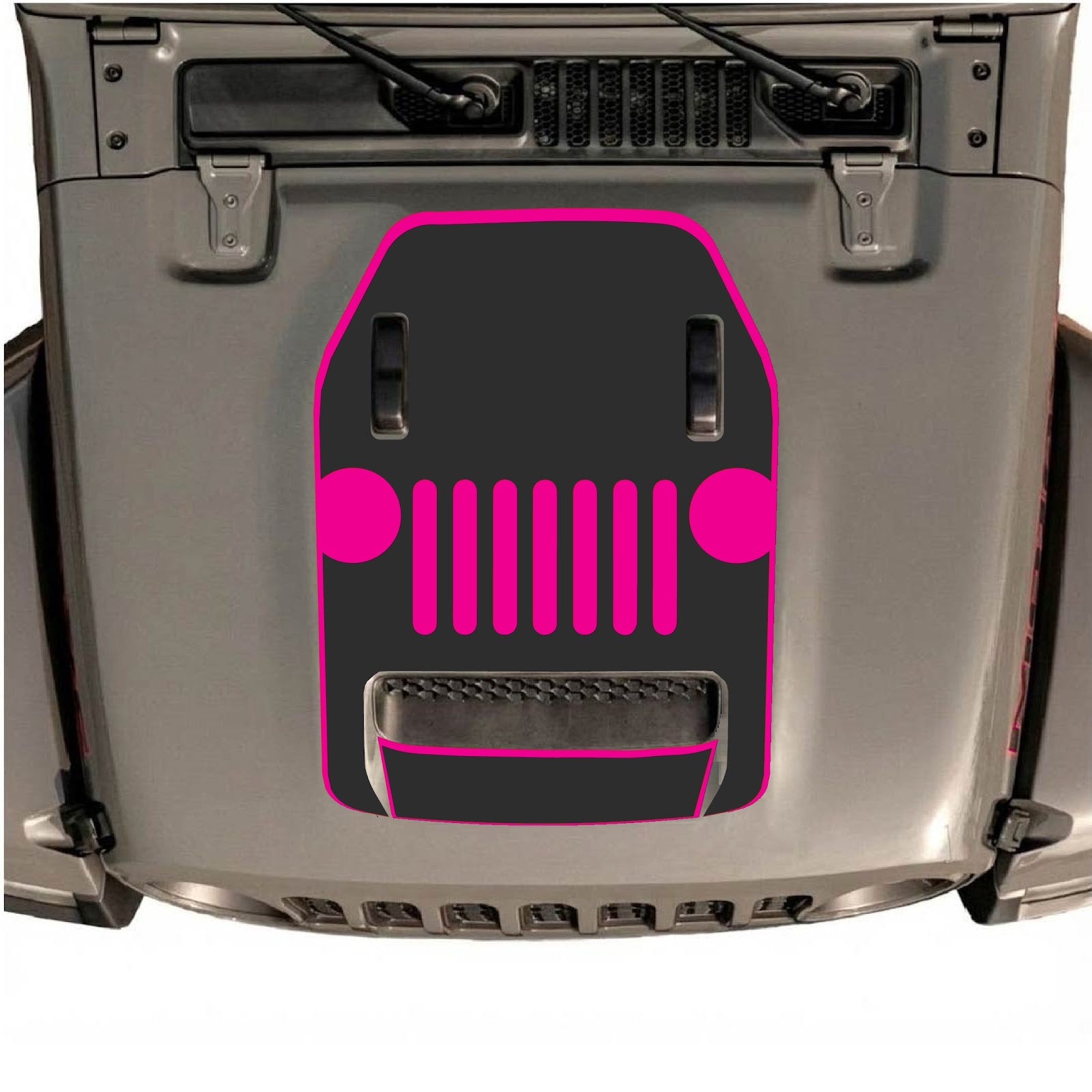 CarCode hood decal for Jeep Wrangler JL/JLU Rubicon 392 and JT Gladiator Mojave, style #03, shown on vehicle's hood.