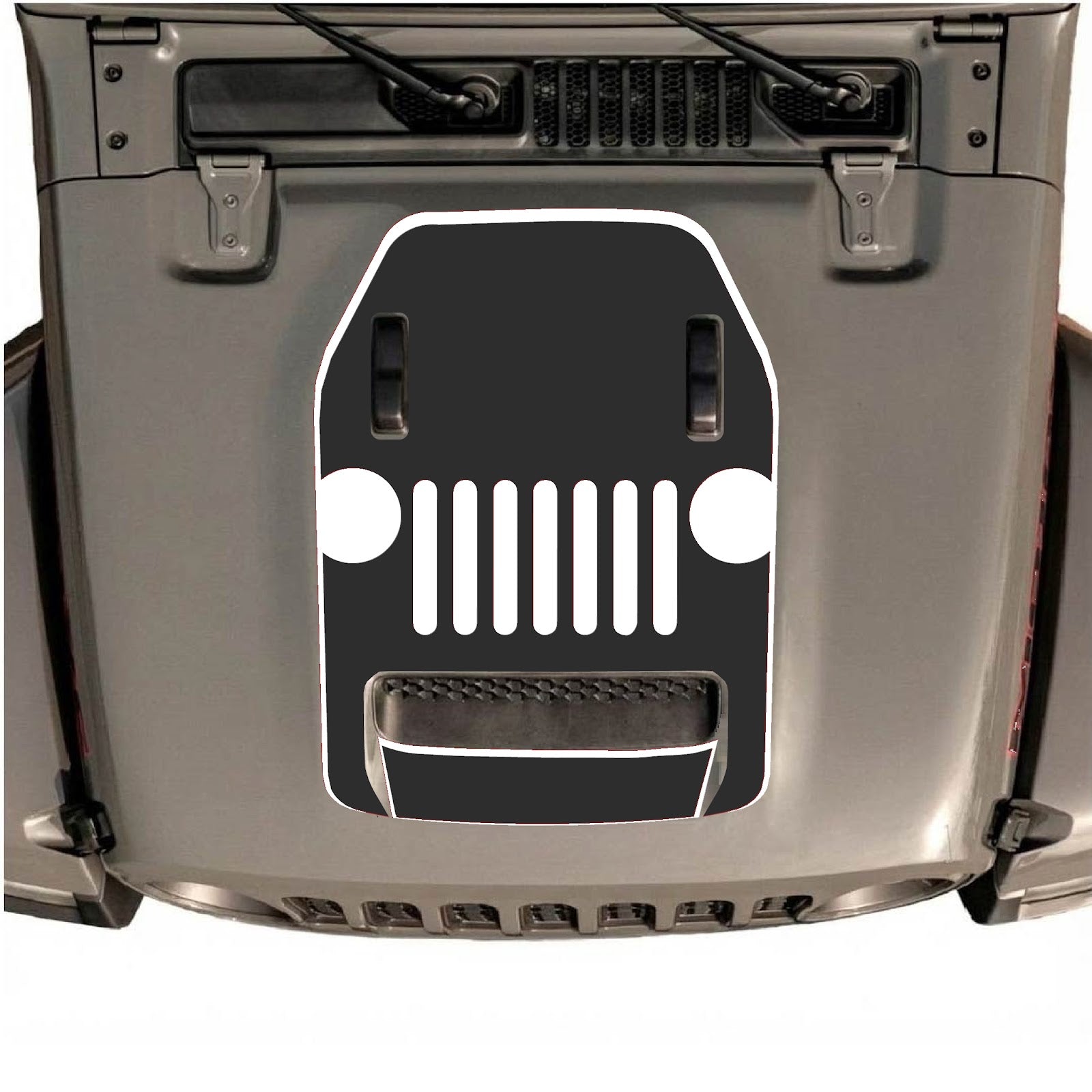 CarCode hood decal for Jeep Wrangler JL/JLU Rubicon 392 and JT Gladiator Mojave 2020-2026, style #03, shown on vehicle hood.
