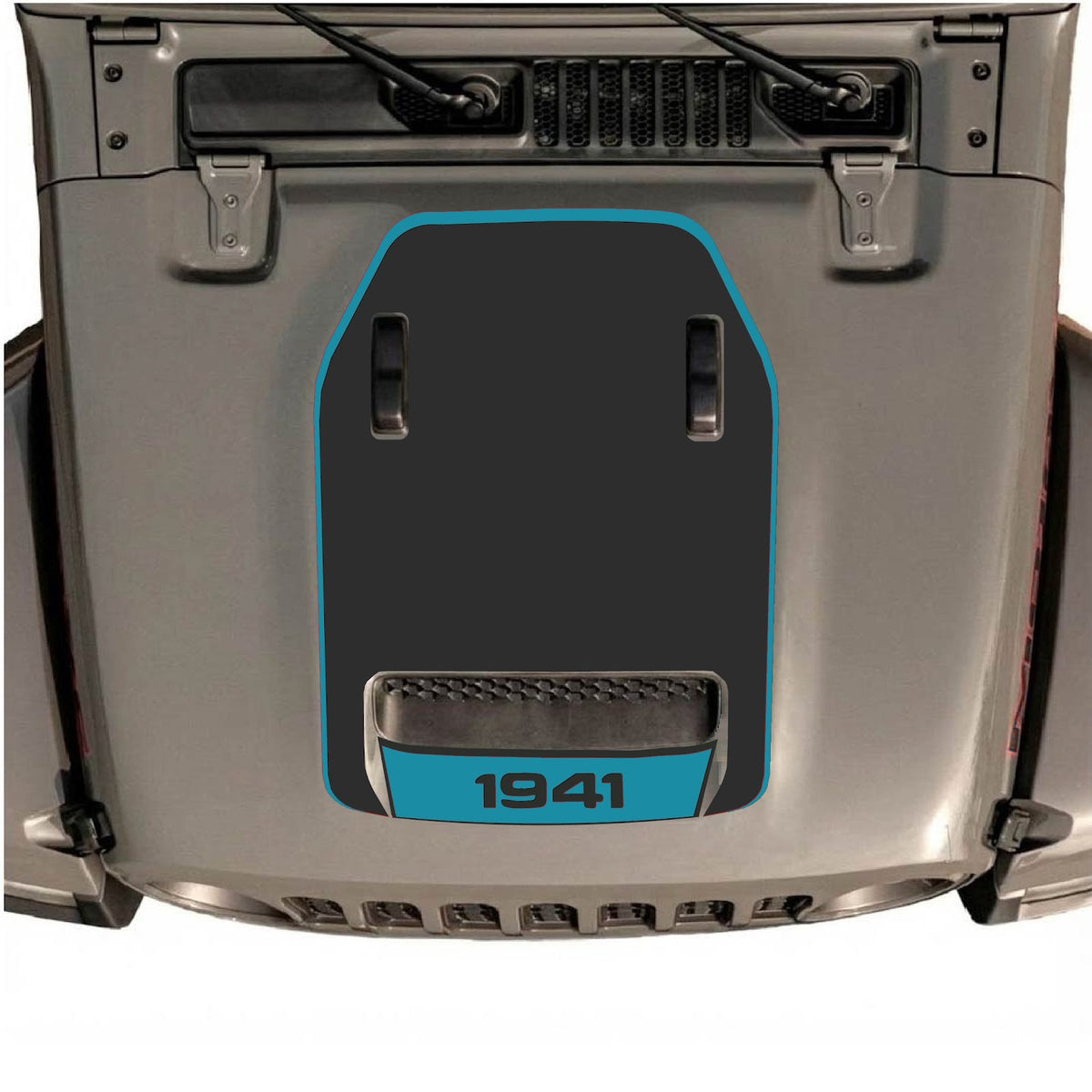 CarCode hood decal for Jeep Wrangler JL/JLU Rubicon 392 and JT Gladiator Mojave 2020-2026, style #63, shown on vehicle hood.