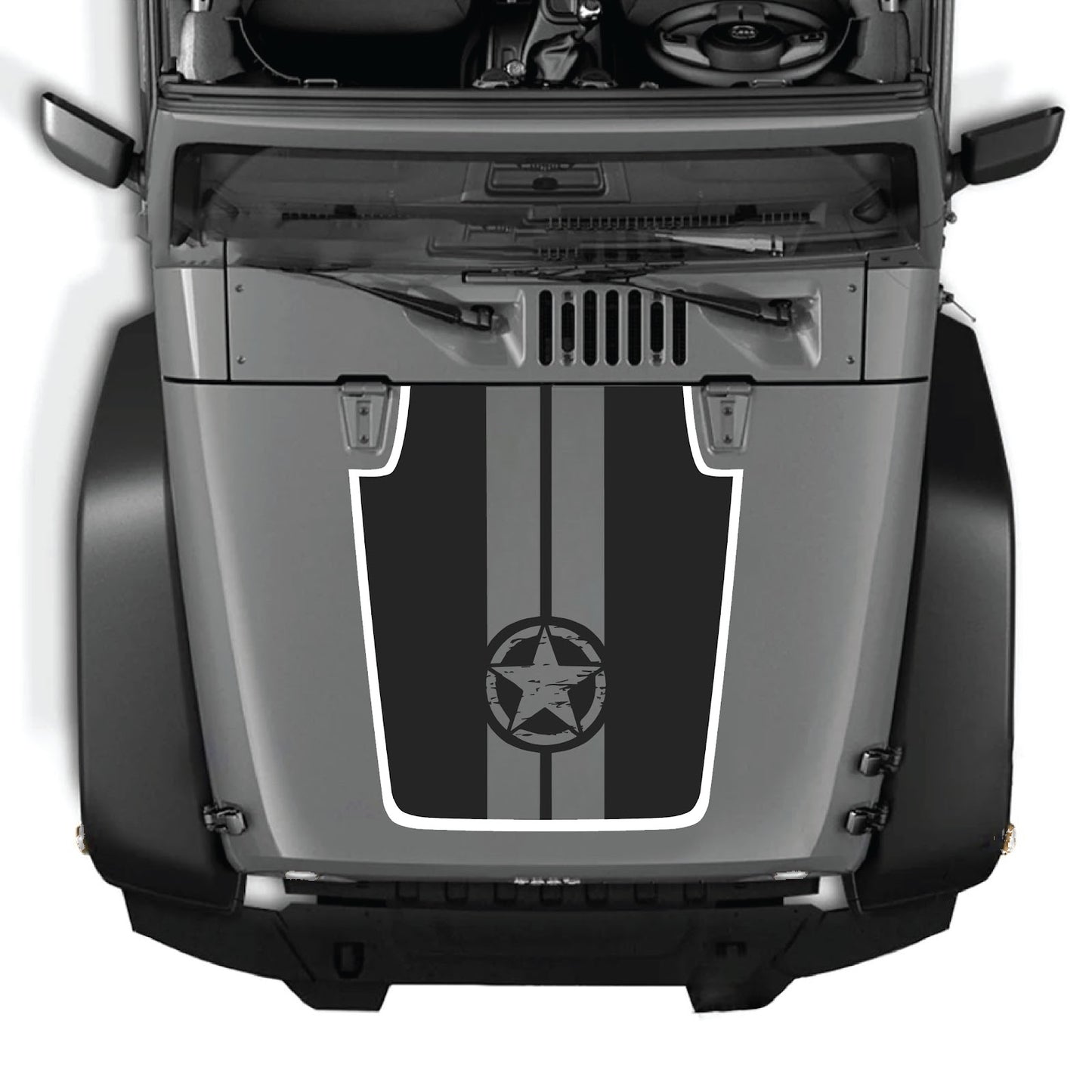 CarCode hood decal for Jeep Wrangler JK/JKU 2007-2018, style #88, featuring a sleek graphic design on the vehicle's hood.