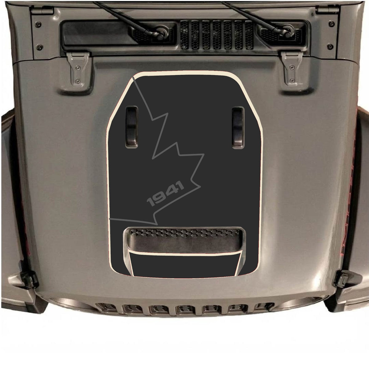 CarCode hood decal for Jeep Wrangler JL/JLU Rubicon 392 and JT Gladiator Mojave 2020-2026, style #81, with bold graphics on hood