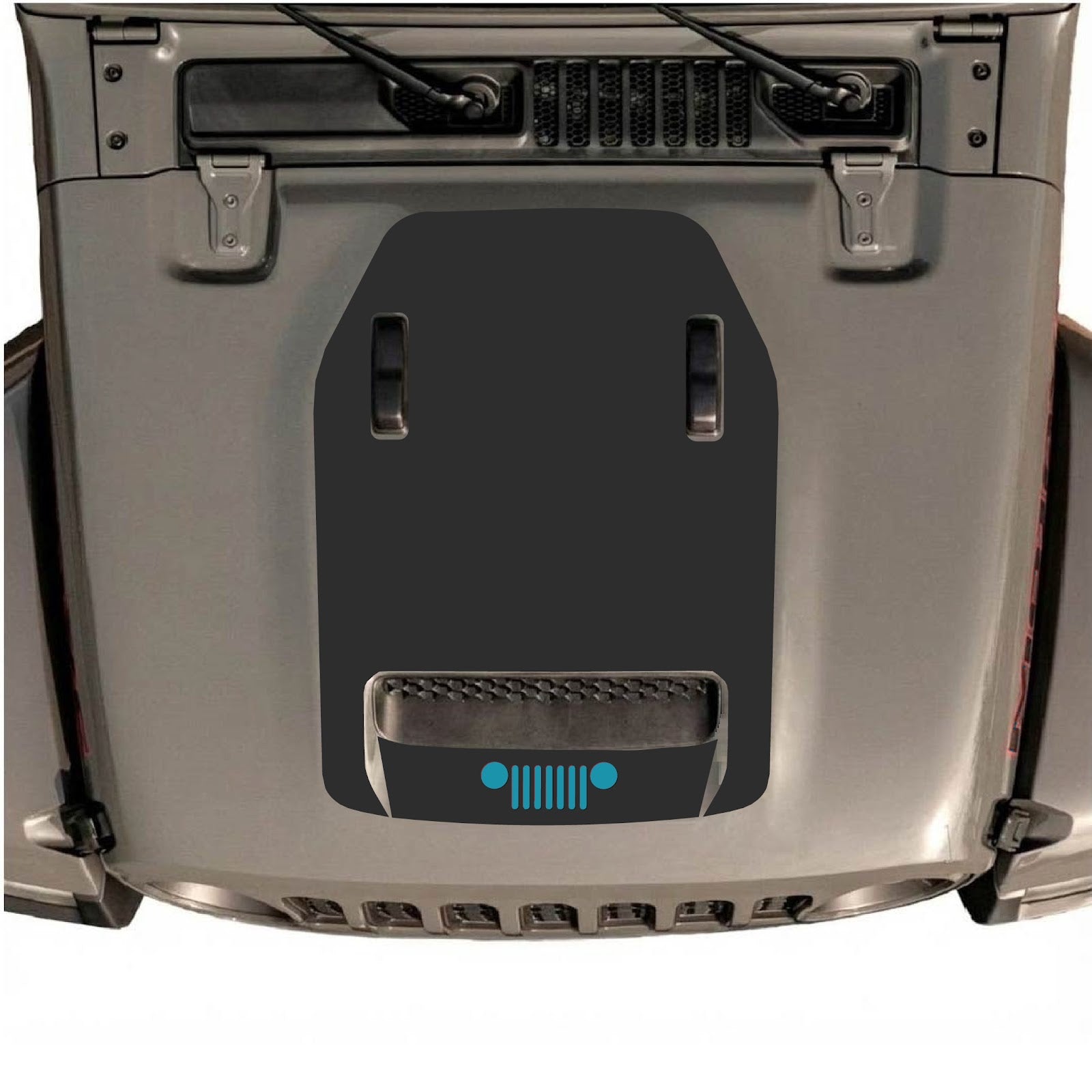CarCode hood decal for Jeep Wrangler JL/JLU Rubicon 392 and JT Gladiator Mojave 2020-2026, style #62, shown on vehicle hood