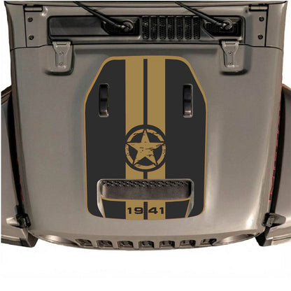 CarCode hood decal for Jeep Wrangler JL/JLU Rubicon 392 and JT Gladiator Mojave 2020-2026, stylish decal design on vehicle hood