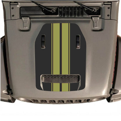 CarCode hood decal for Jeep Wrangler JL/JLU Rubicon 392 and JT Gladiator Mojave 2020-2026, style #12, black and silver design.