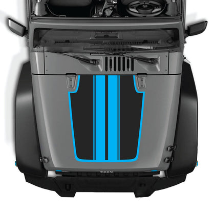 CarCode Jeep Wrangler JK/JKU hood decal in style #44, black and gray graphic design on the vehicle's hood.