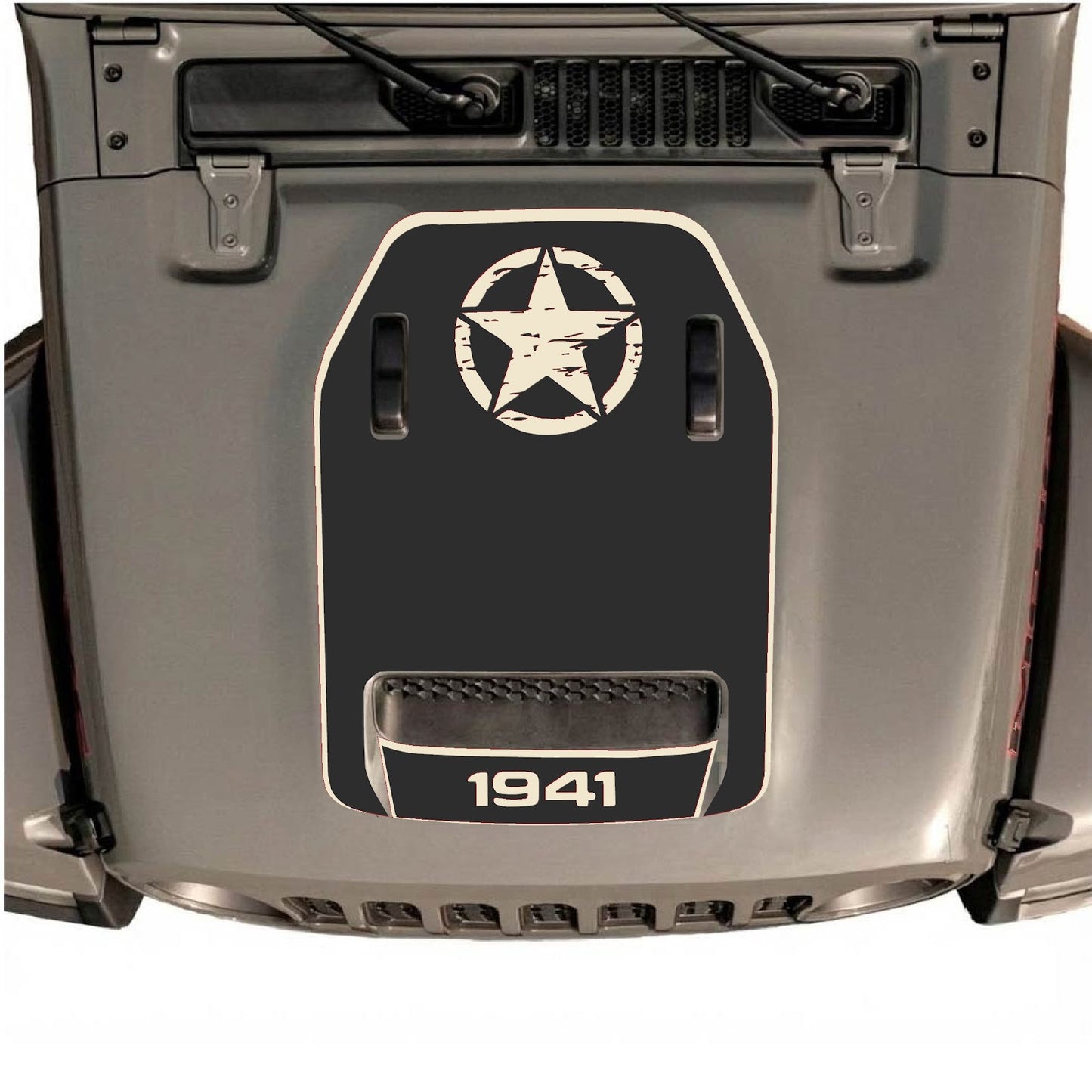 CarCode hood decal for Jeep Wrangler JL/JLU Rubicon 392 and JT Gladiator Mojave, style #39, featuring bold graphic design.
