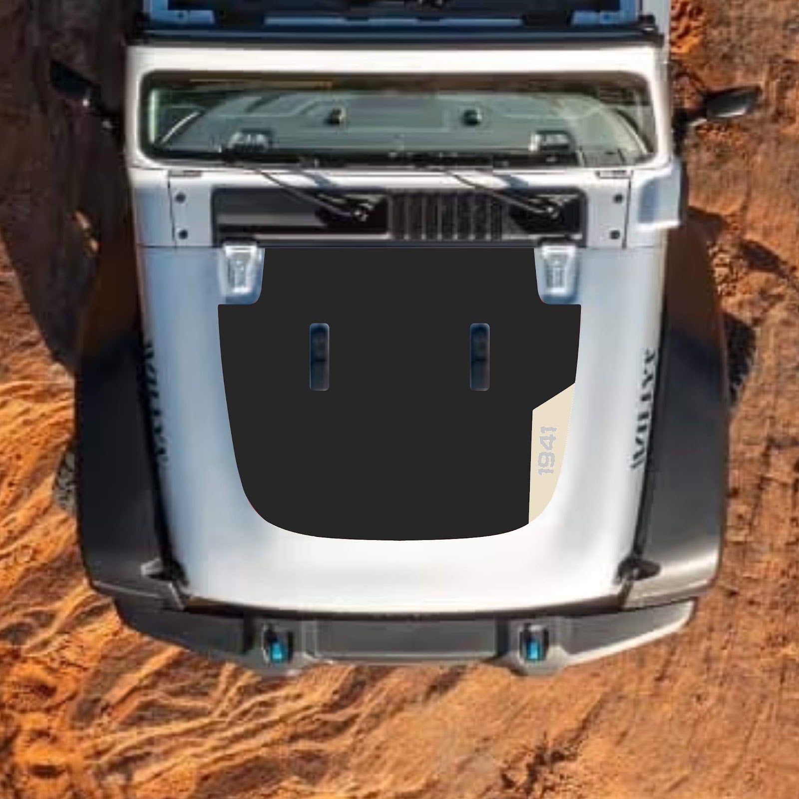 CarCode hood decal for Jeep Wrangler JL JLU and Gladiator JT, stylish sticker design on standard 2018+ Jeep hood
