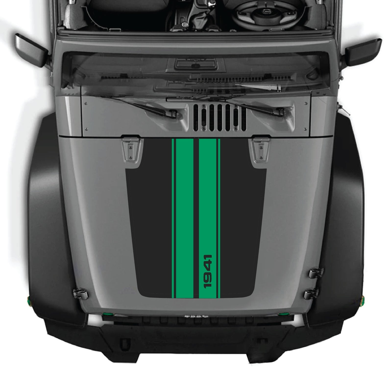 CarCode hood decal for Jeep Wrangler JK/JKU 2007-2018, style #01, featuring a bold, custom design on the vehicle's hood.