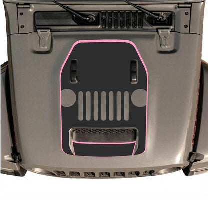 Hood decal for Jeep Wrangler JL/JLU Rubicon 392 and JT Gladiator Mojave, style #69, in black with detailed design.