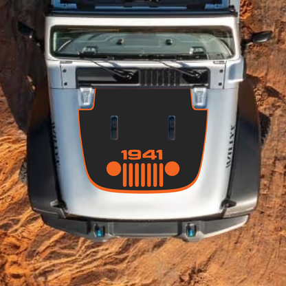 CarCode hood decal for Jeep Wrangler JL, JLU, and Gladiator JT, style #66, shown on the vehicle's standard hood.
