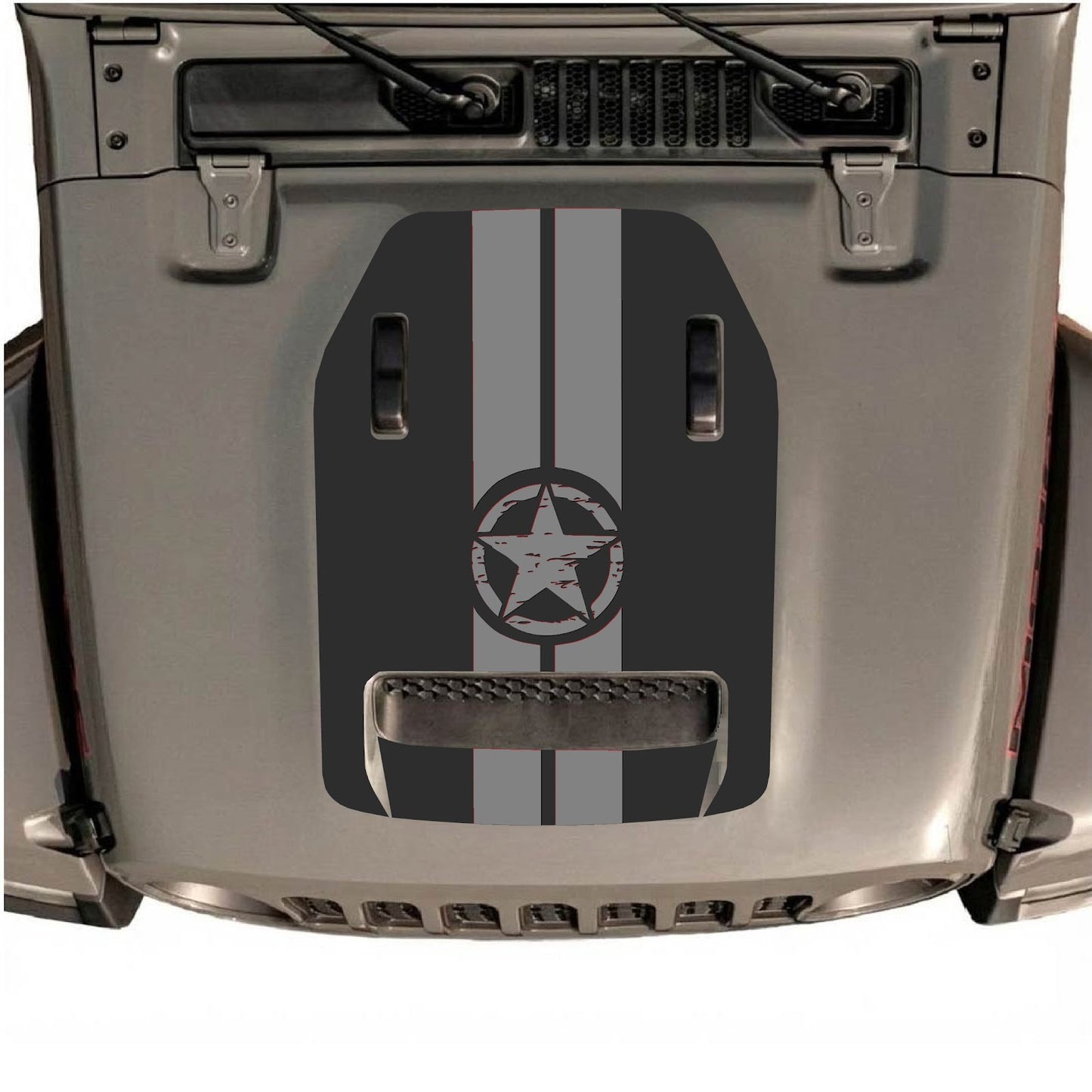 CarCode hood decal for Jeep Wrangler JL/JLU Rubicon 392 and JT Gladiator Mojave 2020-2026, stylish design for vehicle customization.