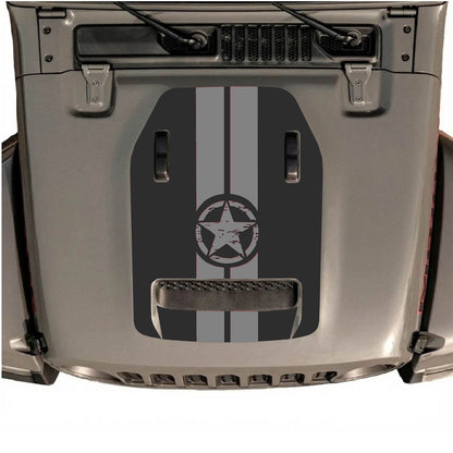CarCode hood decal for Jeep Wrangler JL/JLU Rubicon 392 and JT Gladiator Mojave 2020-2026, stylish design for vehicle customization.