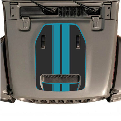 CarCode hood decal for Jeep Wrangler JL/JLU Rubicon 392 and JT Gladiator Mojave 2020-2026, style #11, shown on vehicle hood.
