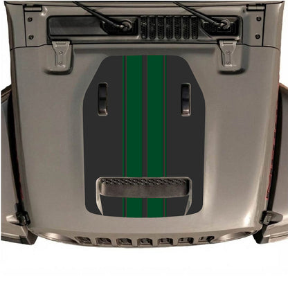 CarCode hood decal for Jeep Wrangler JL/JLU Rubicon 392 and JT Gladiator Mojave 2020-2026, style #12, shown on vehicle hood.