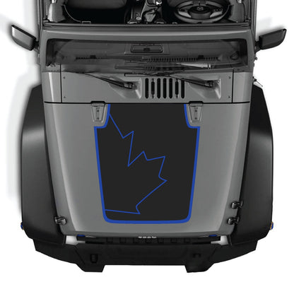 CarCode hood decal for Jeep Wrangler JK/JKU 2007-2018, style #15, black and gray graphic design on the vehicle's hood