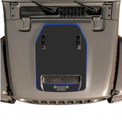 Jeep Wrangler JL/JLU Rubicon 392 or Gladiator Mojave hood decal by CarCode, style #99, black and white graphic design on hood.