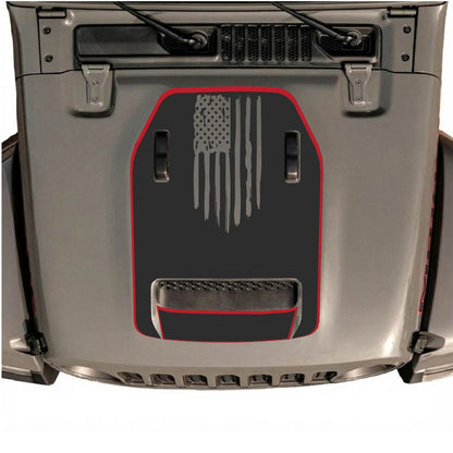 CarCode hood decal for Jeep Wrangler JL/JLU Rubicon 392 and Gladiator Mojave 2020-2026, style #84, shown on vehicle hood.