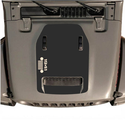 CarCode hood decal for Jeep Wrangler JL/JLU Rubicon 392 and JT Gladiator Mojave 2020-2026, style #52, shown on vehicle hood.