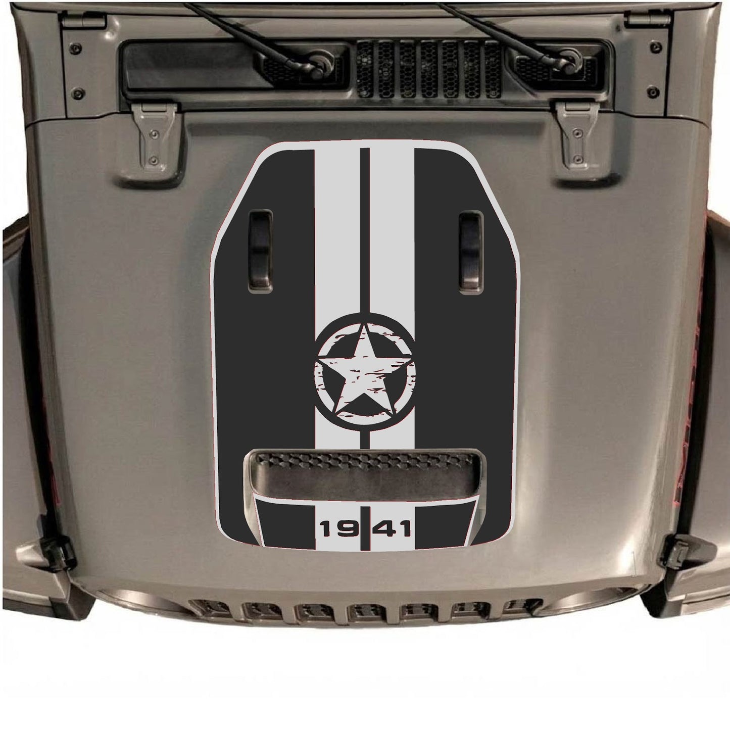 CarCode hood decal for Jeep Wrangler JL/JLU Rubicon 392 and JT Gladiator Mojave 2020-2026, style #05, shown on vehicle hood.