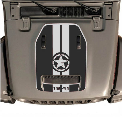 CarCode hood decal for Jeep Wrangler JL/JLU Rubicon 392 and JT Gladiator Mojave 2020-2026, style #05, shown on vehicle hood.