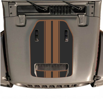 Jeep Wrangler JL/JLU Rubicon 392 hood decal by CarCode, Style #11, in black with bold graphic design on vehicle hood.