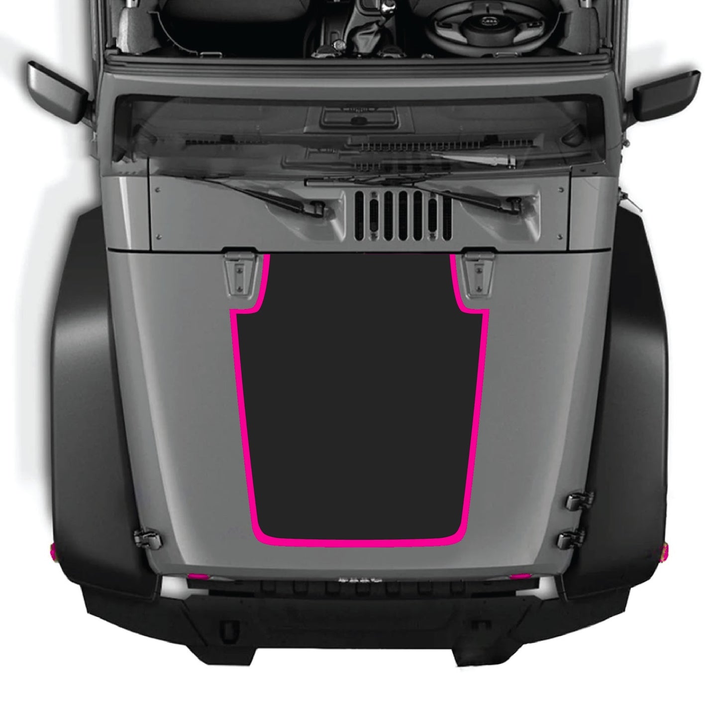 CarCode hood decal for Jeep Wrangler JK/JKU 2007-2018, style #61, showcasing a stylish vinyl decal on vehicle's hood.