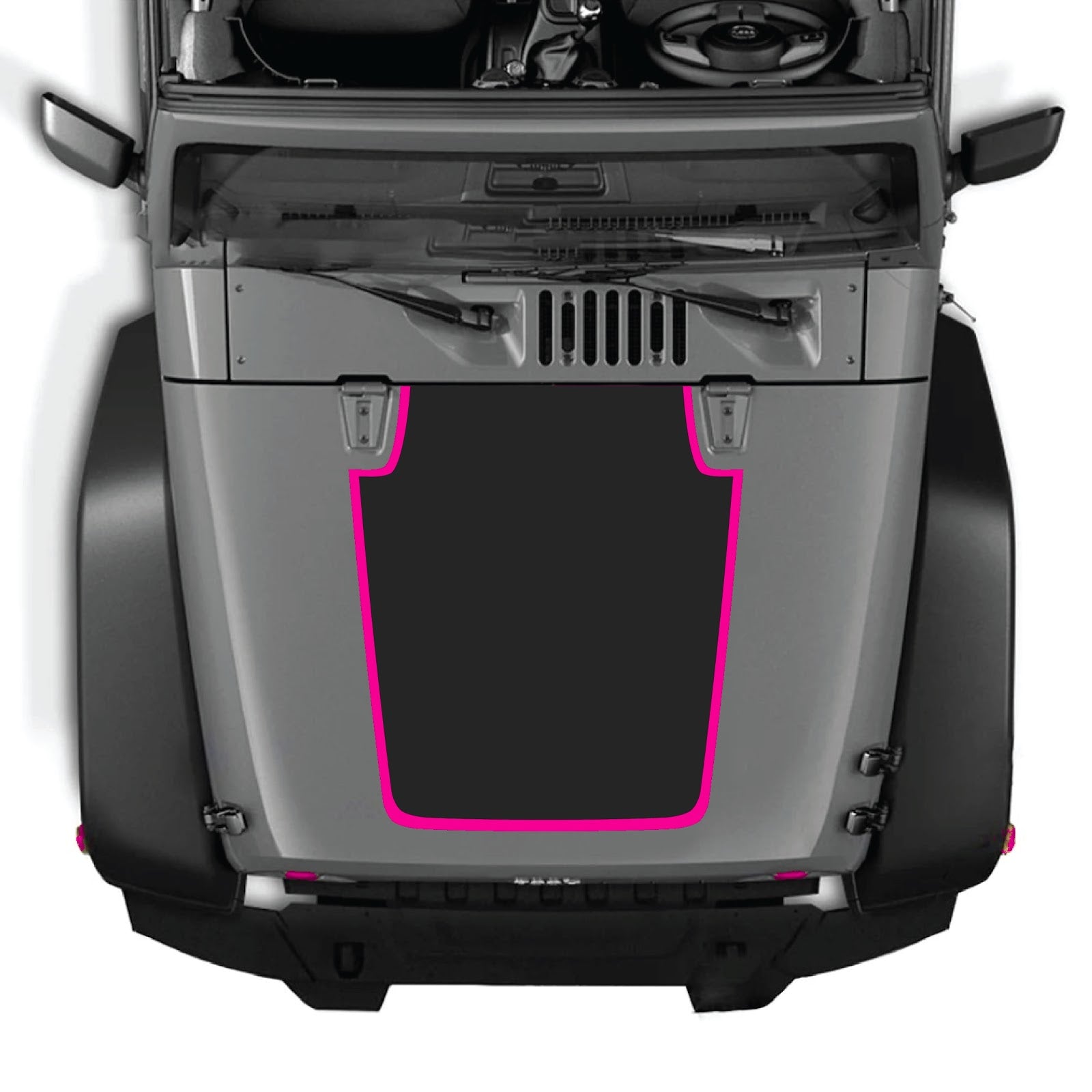 CarCode hood decal for Jeep Wrangler JK/JKU 2007-2018, style #61, showcasing a stylish vinyl decal on vehicle's hood.