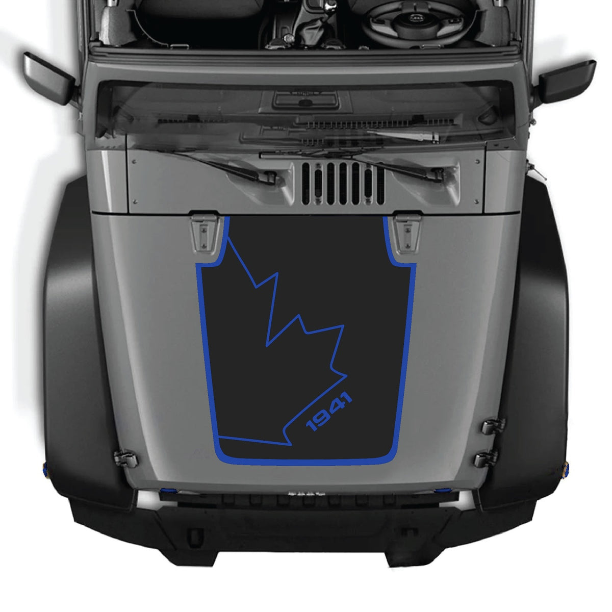 CarCode hood decal for Jeep Wrangler JK/JKU 2007-2018, style #16, featuring a sleek design on the vehicle's hood.