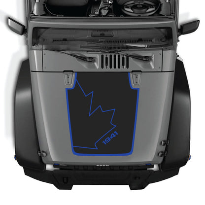 CarCode hood decal for Jeep Wrangler JK/JKU 2007-2018, style #16, featuring a sleek design on the vehicle's hood.